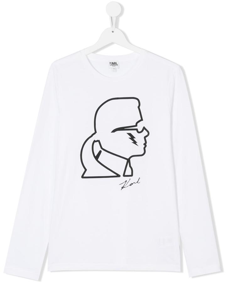 Karl Lagerfeld Kids Karl Graphic Long-sleeved Top - White