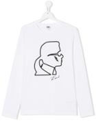 Karl Lagerfeld Kids Karl Graphic Long-sleeved Top - White