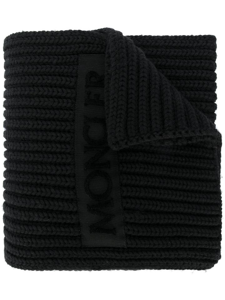 Moncler Ribbed Logo Scarf - Black