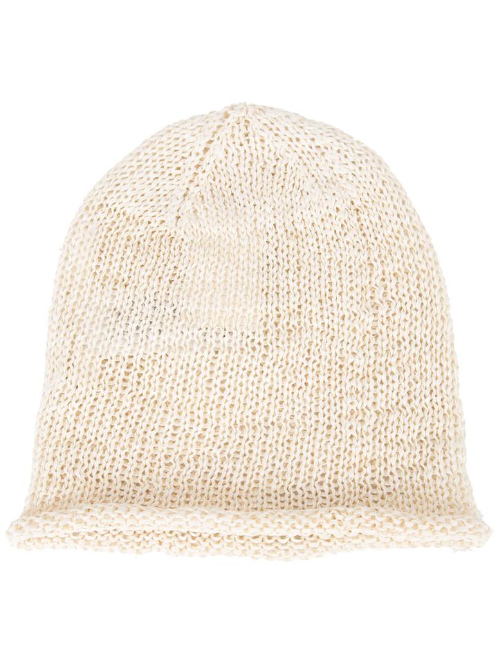 Isabel Benenato Perforated Beanie, Nude/neutrals, Cotton