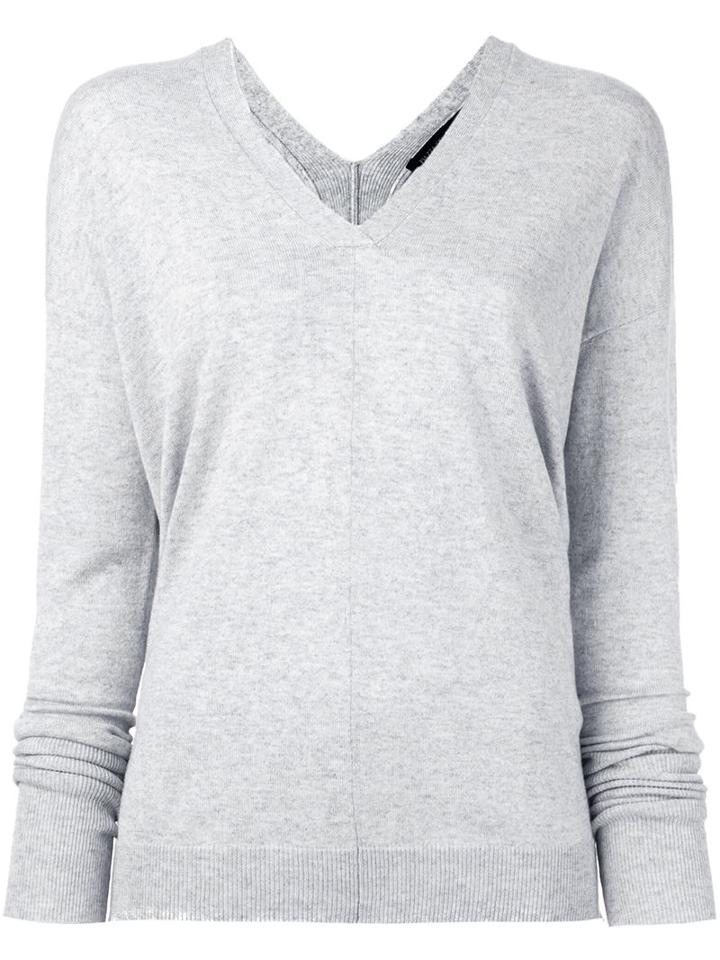 Piazza Sempione V-neck Jumper, Women's, Size: 44, Grey, Silk/cashmere