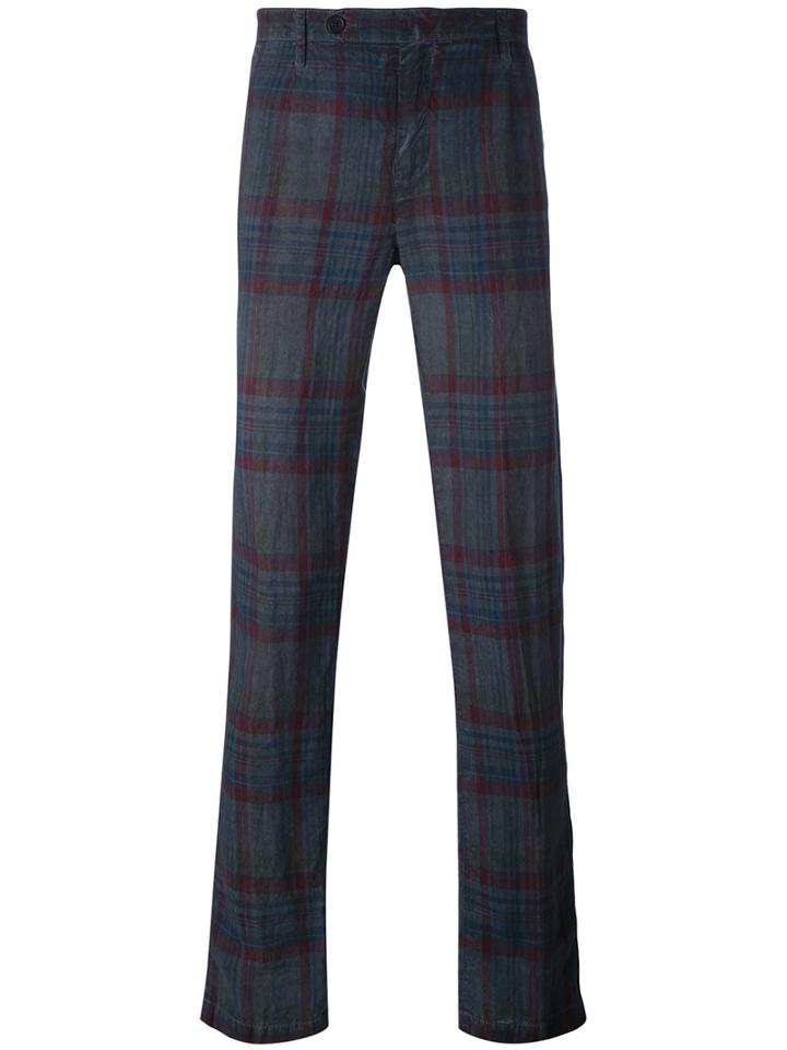 Massimo Alba - Checked Trousers - Men - Linen/flax - 50, Blue, Linen/flax