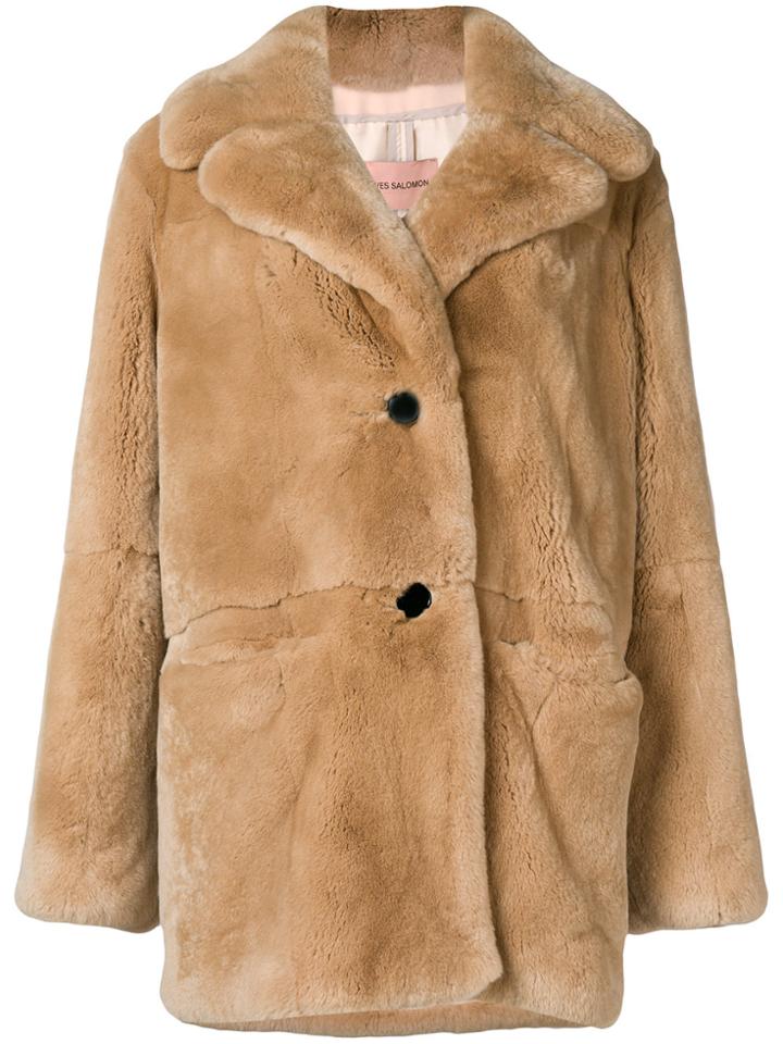Yves Salomon Rex Coat - Nude & Neutrals