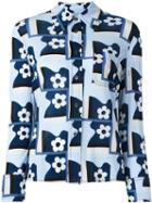 Prada Floral Print Shirt, Women's, Size: 44, Blue, Viscose