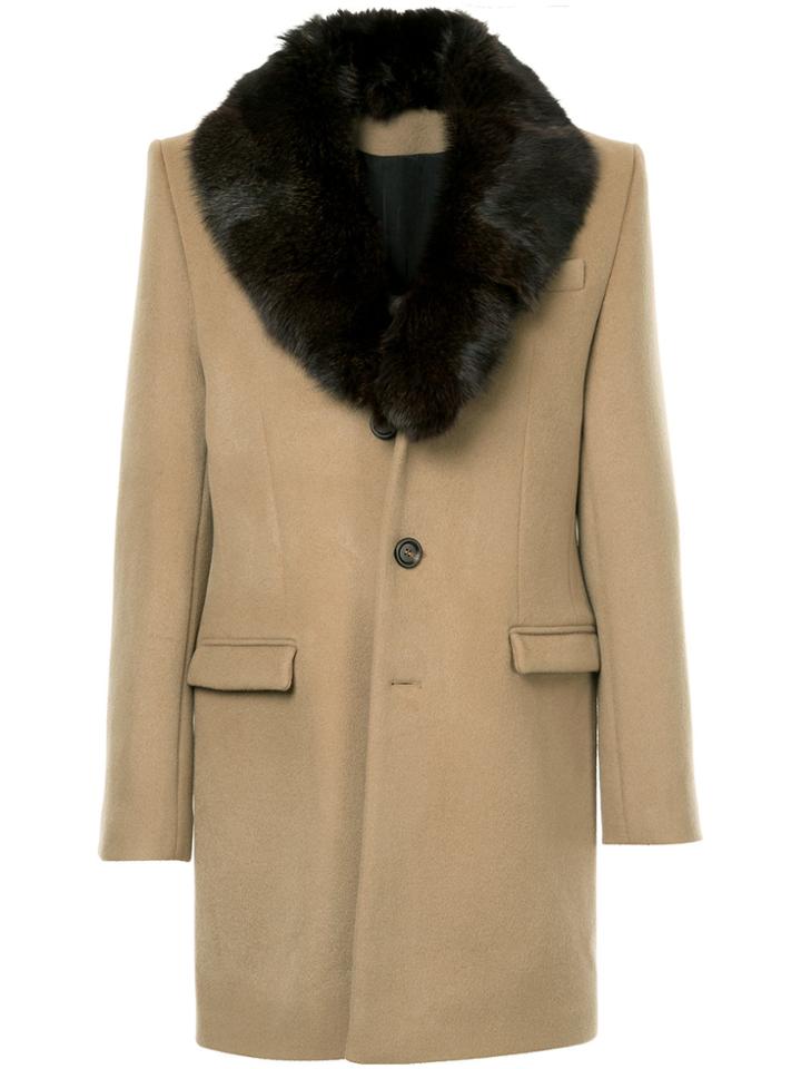 Yves Salomon Homme Fur Lapel Coat - Brown