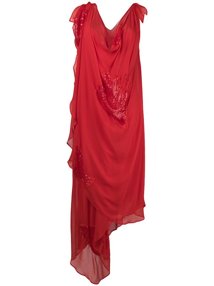 Giacobino Draped Asymmetric Dress - Red