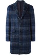 Etro Woven Check Coat, Men's, Size: 46, Blue, Silk/polyamide/acetate/alpaca