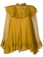 Chloé Ruffled Blouse, Women's, Size: 36, Yellow/orange, Silk/polyester
