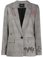 Twin-set Embroidered Plaid Blazer - Grey