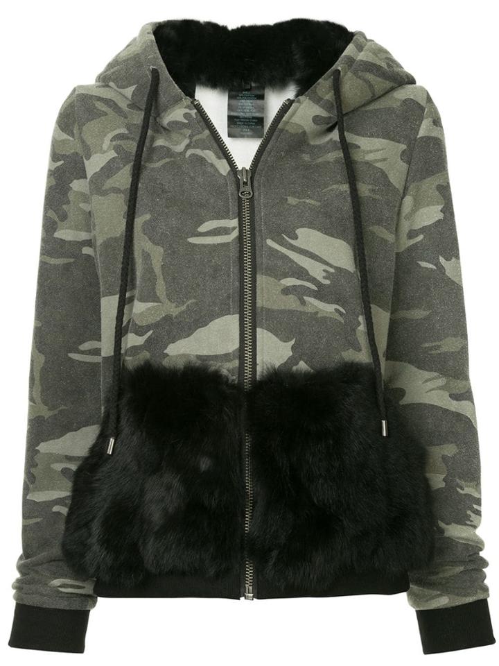 Jocelyn Contrast Material Camouflage Jacket - Grey