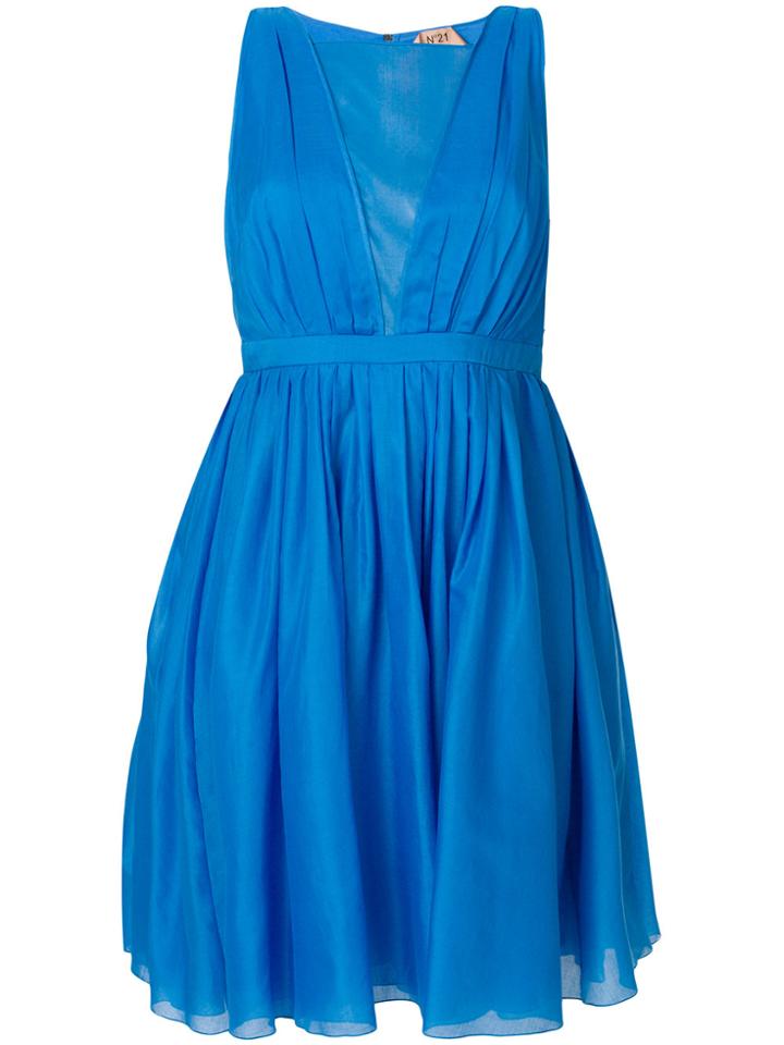 No21 Pleated Full Skirt Dress - Blue