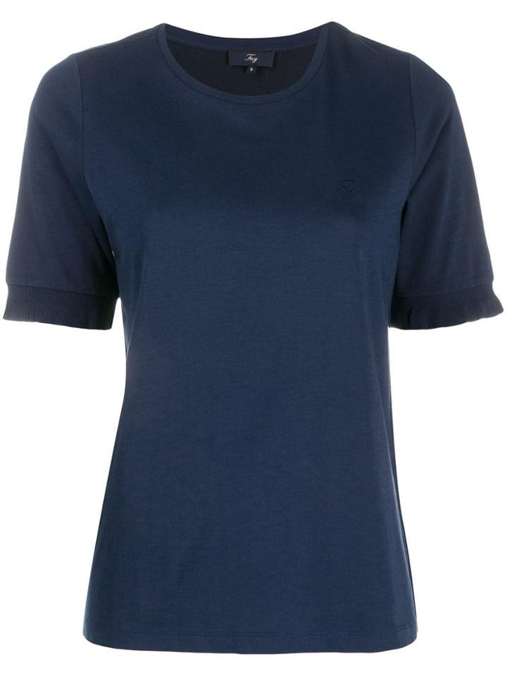 Fay Ribbed Cuff T-shirt - Blue