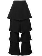 Osman Tiered Cropped Trousers, Women's, Size: 12, Black, Viscose/triacetate/polyester