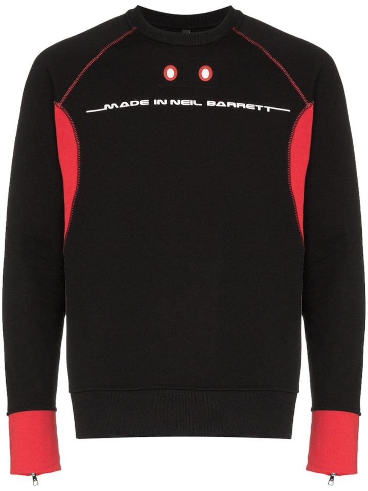 Neil Barrett Made In Zip Sleeve Detail Sweatshirt - Black