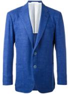 Kiton Sartoria Blazer, Men's, Size: 54, Blue, Silk/linen/flax/wool