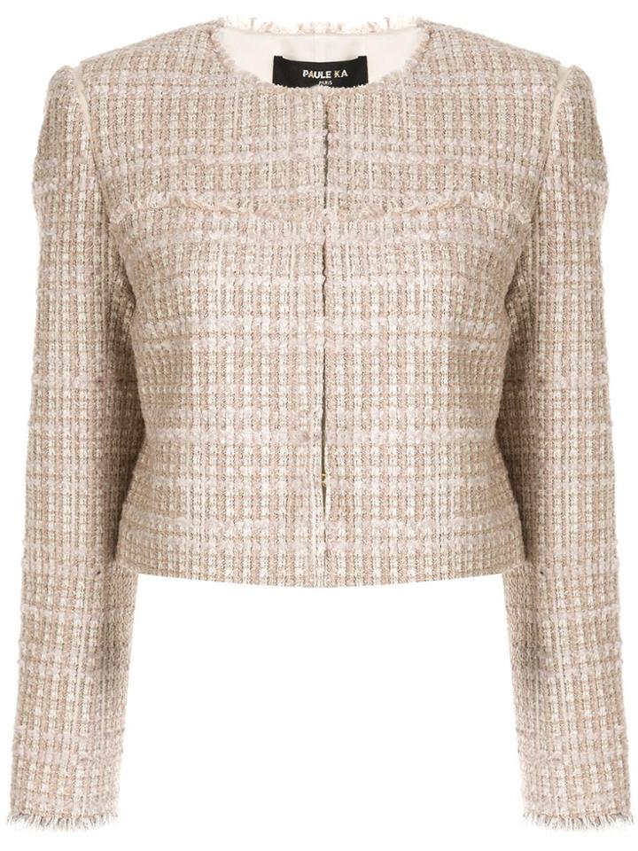 Paule Ka Bouclé Tweed Blazer - Pink