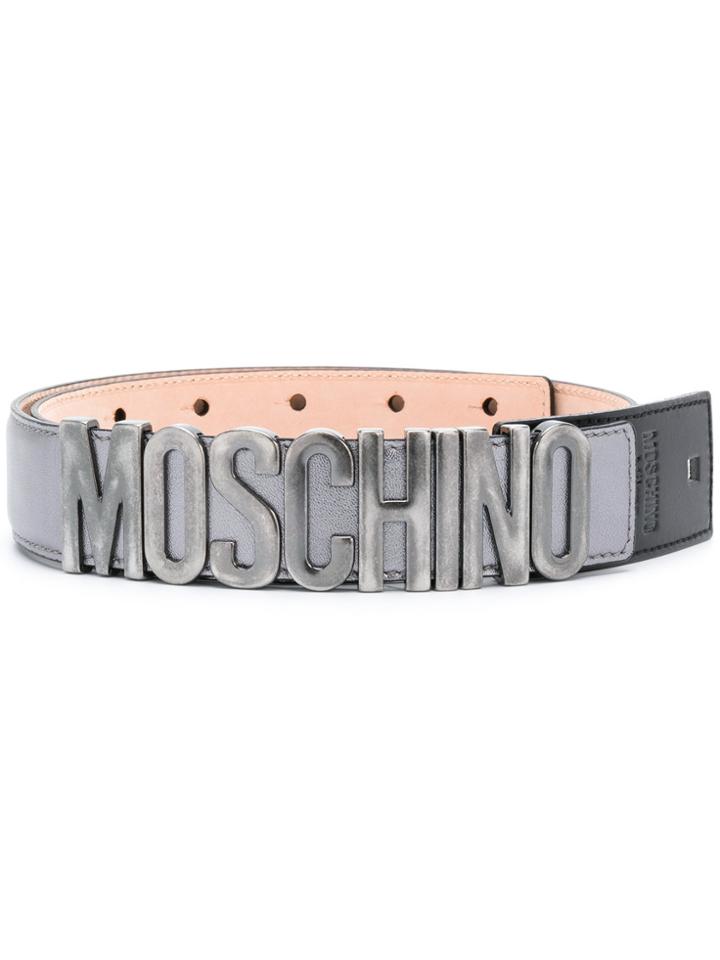 Moschino Logo Plaque Belt - Metallic
