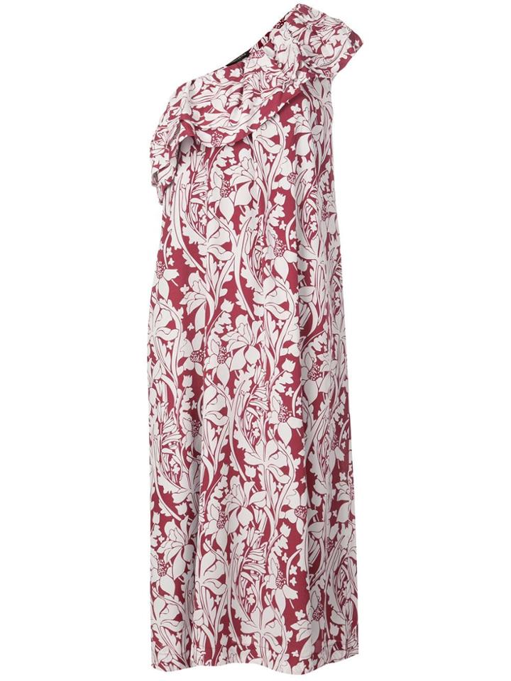 Stine Goya Printed One Shoulder Dress - Red