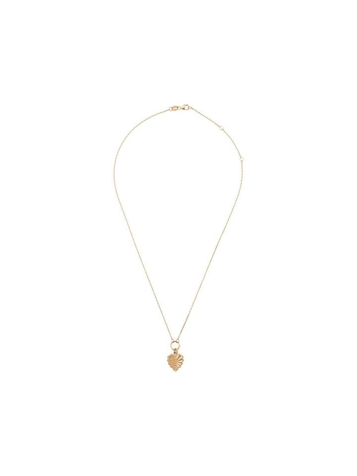 Foundrae 18kt Yellow Gold Heart Love Token Necklace - Pink