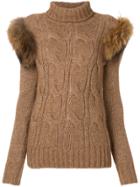 Forte Couture Fur Details Jumper - Brown