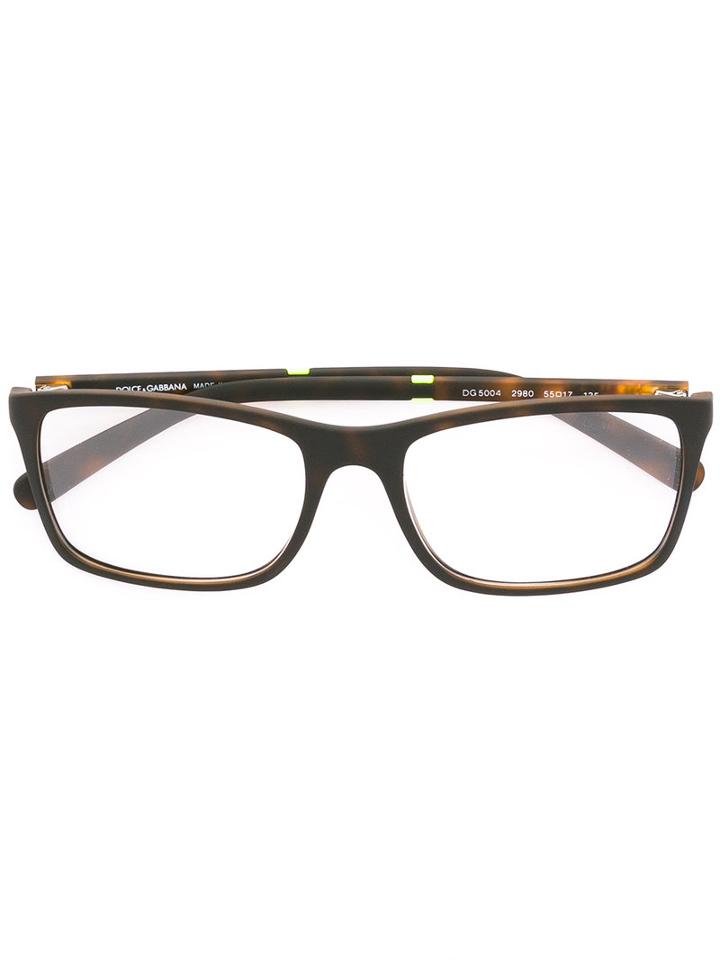 Dolce & Gabbana Rectangular Frame Glasses, Black, Rubber