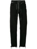 Off-white Zip Front Straight Leg Jeans - Black