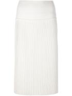 Salvatore Ferragamo Ribbed Pencil Skirt, Women's, Size: Medium, Nude/neutrals, Virgin Wool