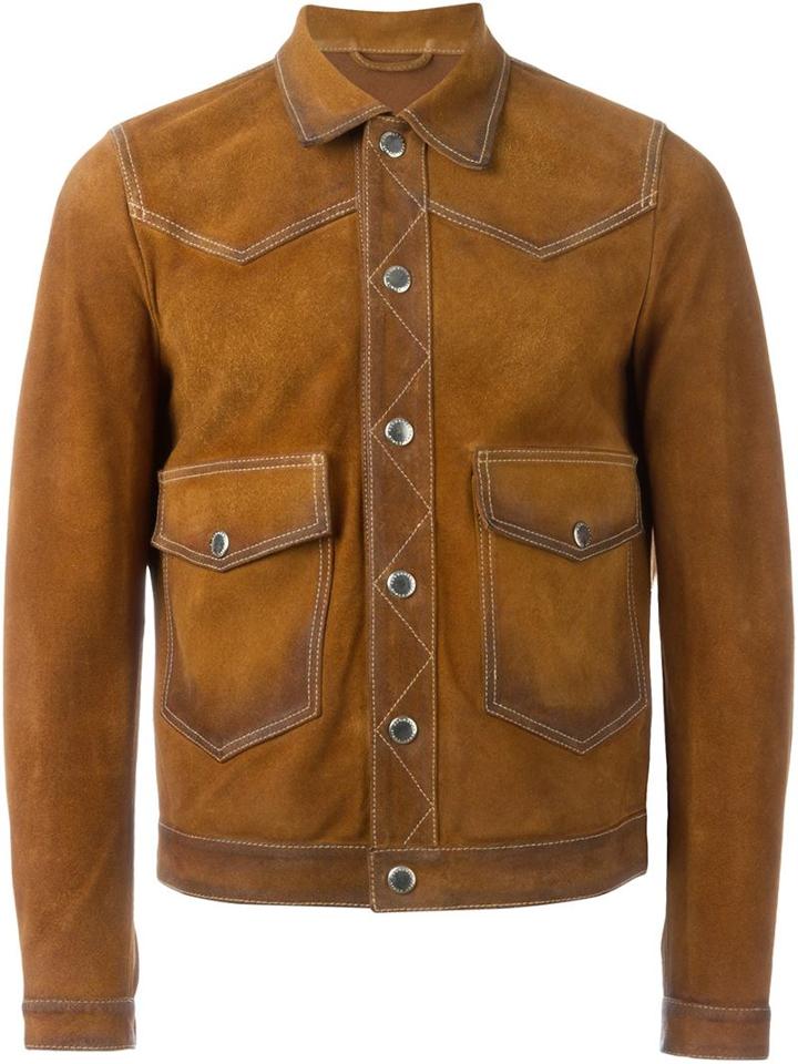 Dsquared2 Classic Collar Jacket, Men's, Size: 50, Brown, Calf Suede