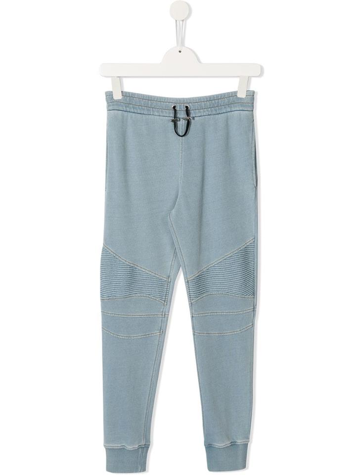 Balmain Kids Denim Effect Track Pants - Blue