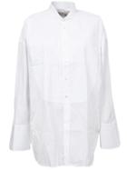 Faith Connexion Pleated Bib Oversized Shirt, Women's, Size: Medium, White, Cotton