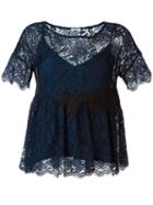 P.a.r.o.s.h. - Embroidered Lace Blouse - Women - Cotton/polyamide/polyester/viscose - L, Black, Cotton/polyamide/polyester/viscose