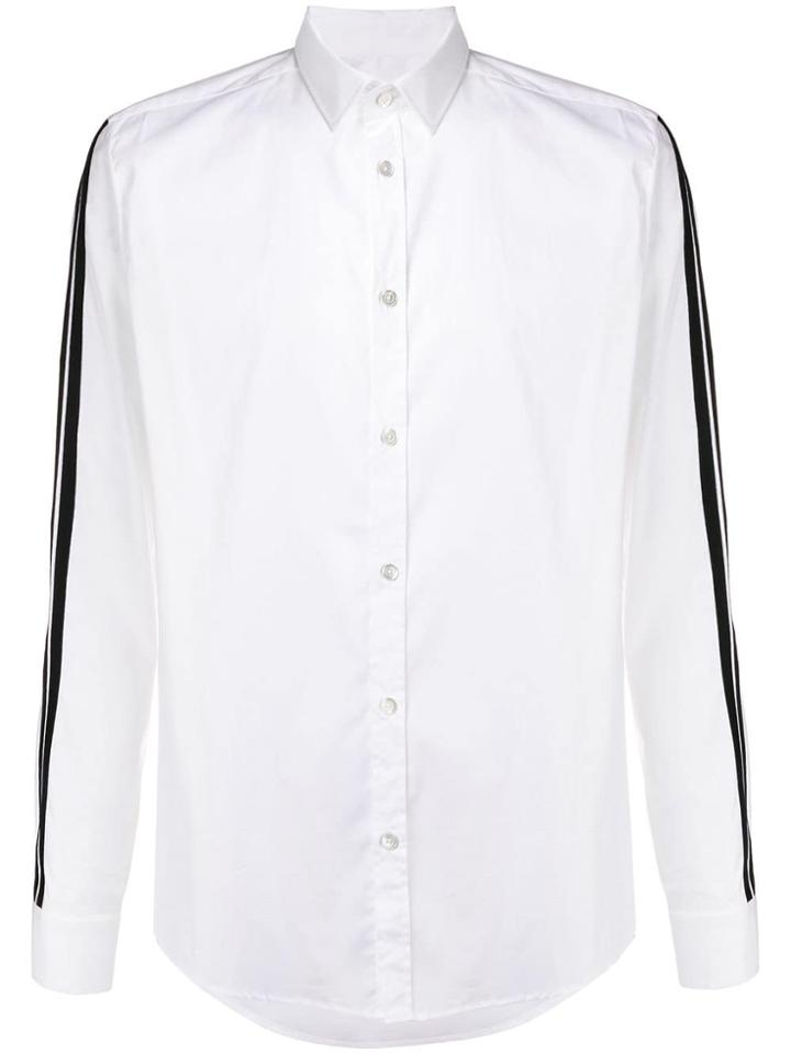 Les Hommes Urban Contrast Stripe Shirt - White