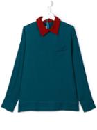 Marni Kids Contrast Collar Shirt, Girl's, Size: 14 Yrs, Blue