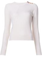 Derek Lam Side Button Ribbed Jumper, Women's, Size: Large, Nude/neutrals, Silk/cashmere