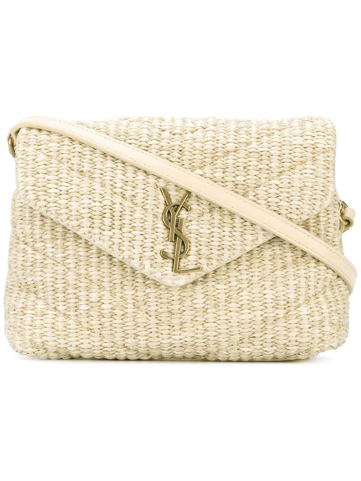 Saint Laurent - Textured College Monogram Bag - Women - Other Fibers - One Size, Nude/neutrals, Other Fibers