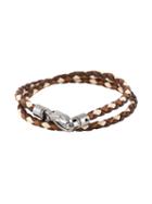 Tod S Braided Double Wrap Bracelet, Adult Unisex, Brown, Calf Leather