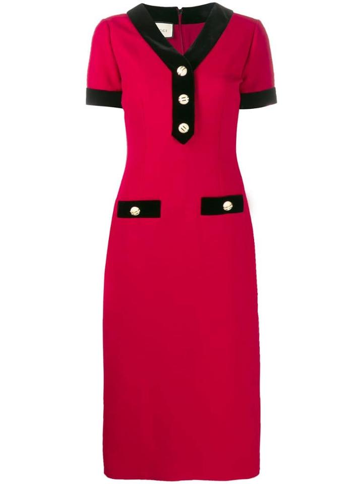 Gucci Buttoned Midi Dress - Red