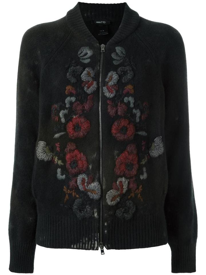 Avant Toi Zip Fasten Floral Cardigan, Women's, Size: Large, Green, Viscose/cashmere/wool/merino
