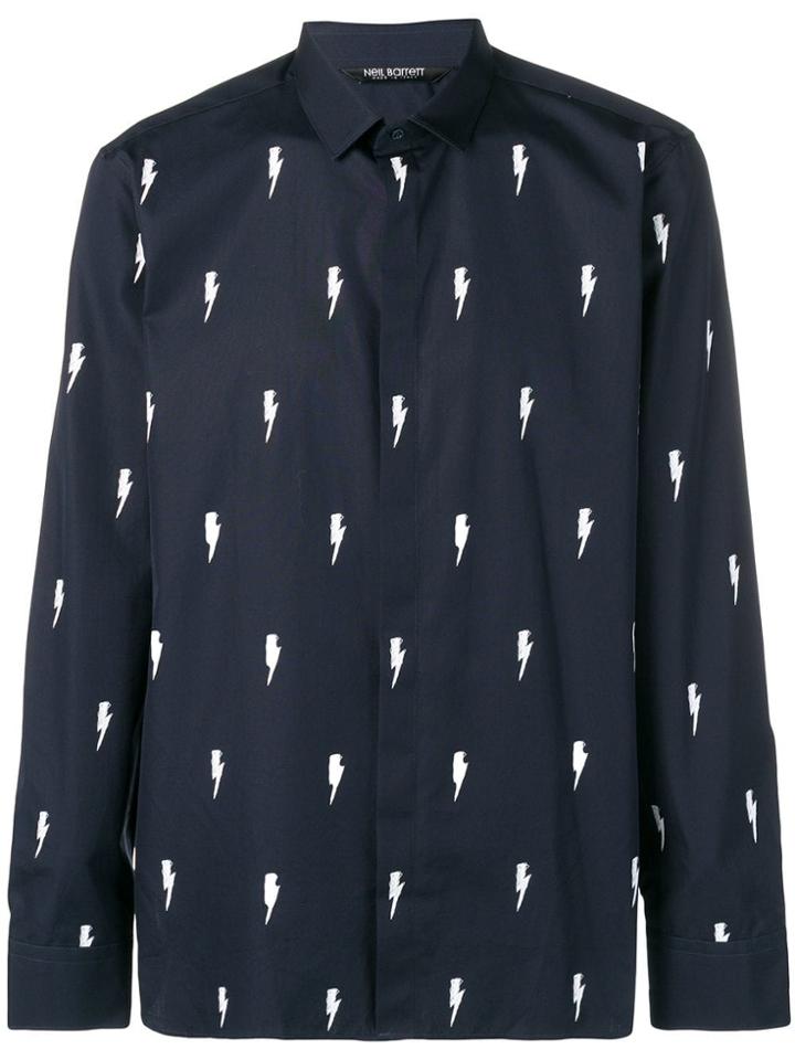 Neil Barrett Embroidered Lightning Shirt - Blue