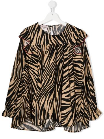 Mariuccia Milano Kids Teen Zebra-print Blouse - Black