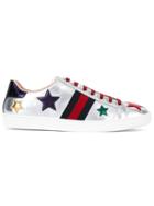 Gucci Ace Star Embroidered Low-top Sneakers - Metallic