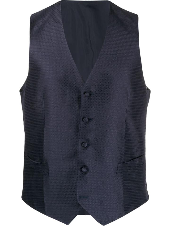 Canali Silk Slim-fit Waistcoat - Blue