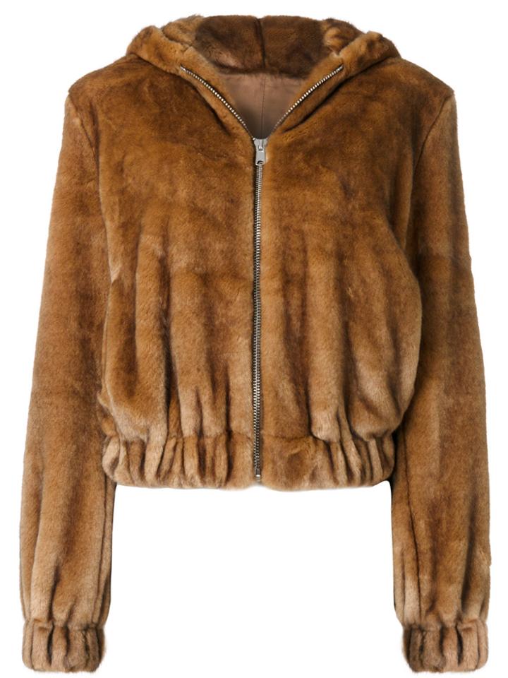 Helmut Lang Hooded Fur Bomber Jacket - Unavailable