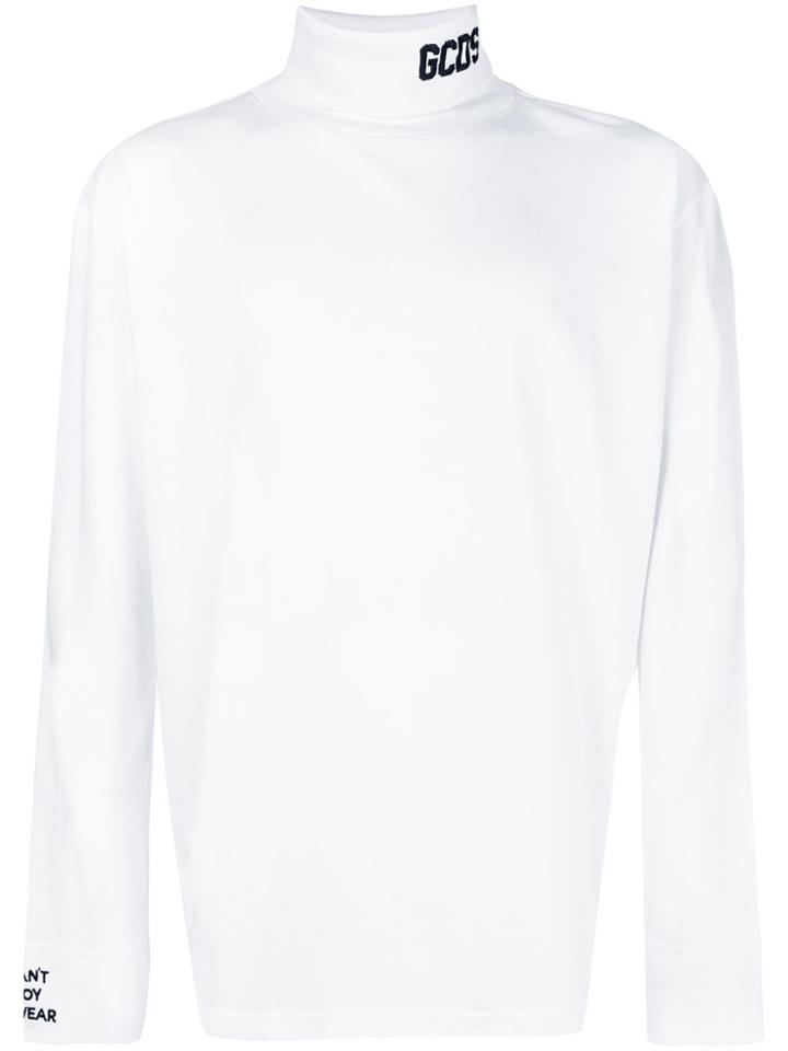 Gcds Logo Turtleneck Jumper - White
