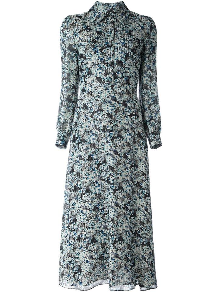 Saint Laurent Floral Midi Shirt Dress, Women's, Size: 36, Viscose/silk/polyester