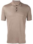 Roberto Collina Knit Polo Shirt, Men's, Size: 48, Brown, Linen/flax