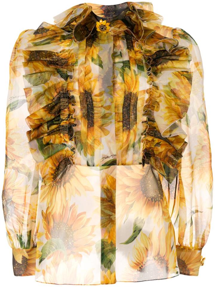 Dolce & Gabbana Sheer Sunflower Print Blouse - Yellow