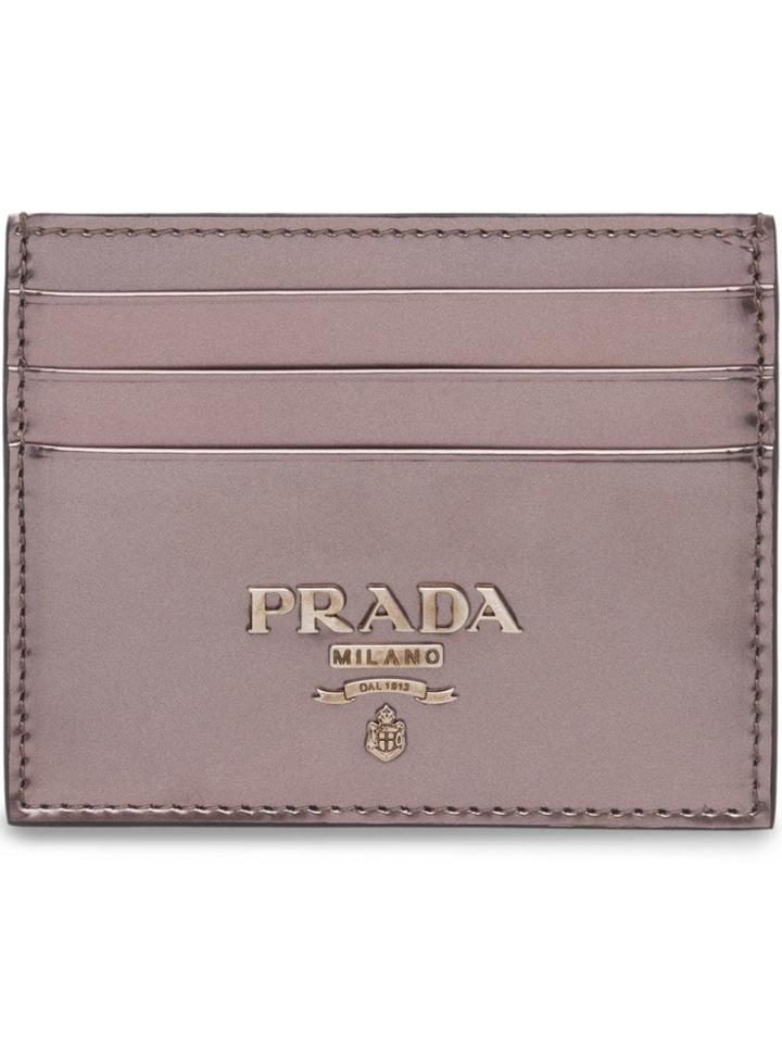 Prada Leather Credit Card Holder - Grey