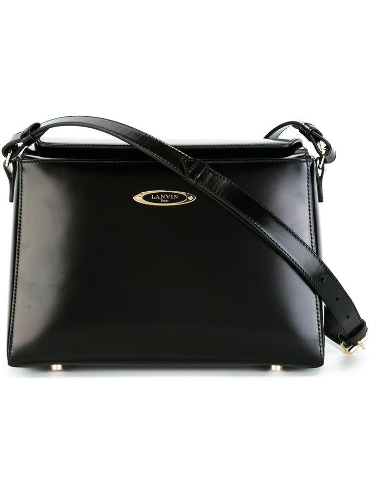 Lanvin Angular Shoulder Bag, Women's, Black, Calf Leather/cotton