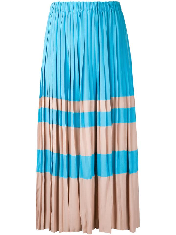 No21 - Pleated Skirt - Women - Silk/acetate - 40, Blue, Silk/acetate
